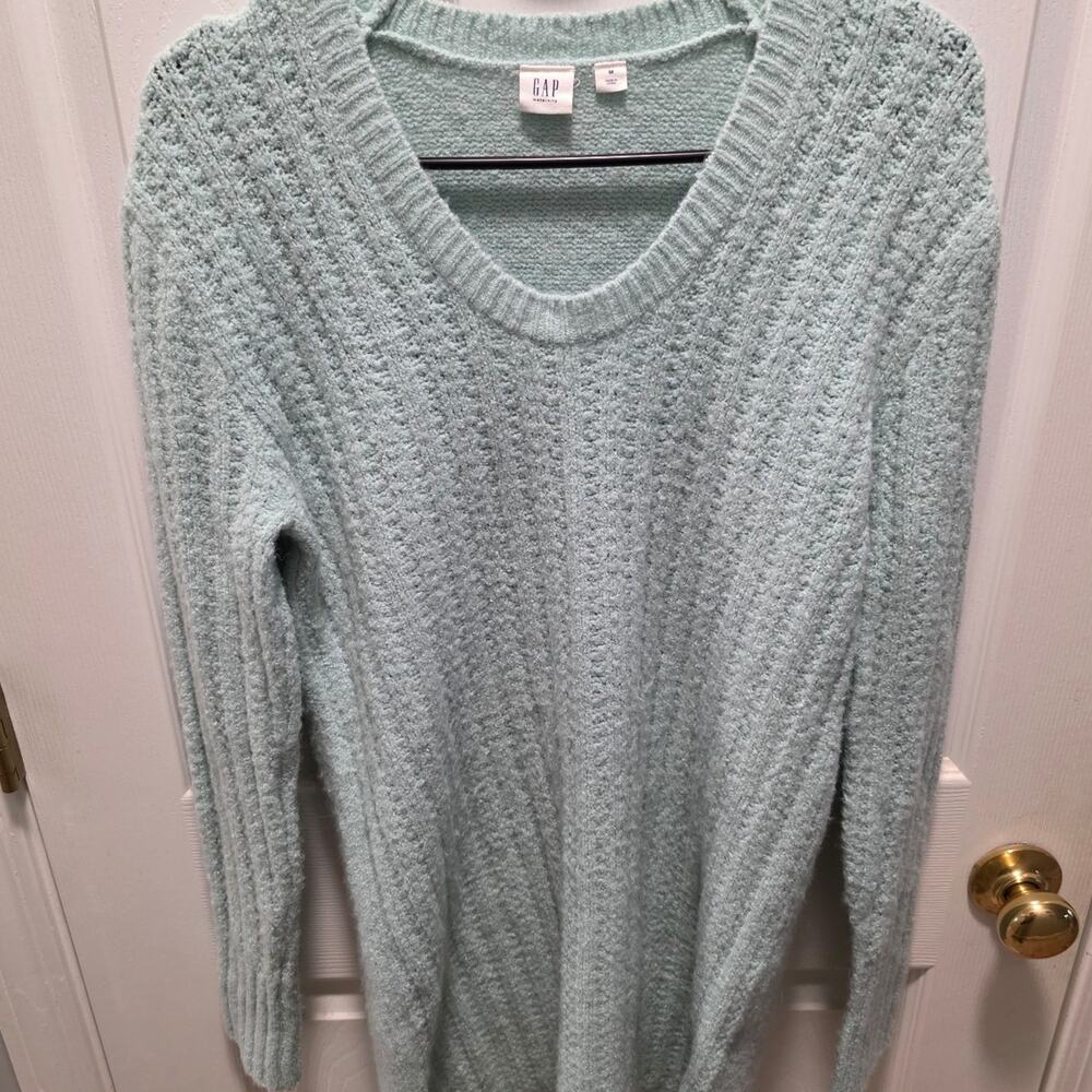 Gap Maternity Blue Marled V-Neck Long Sleeve Sweater Tunic Dress Size M - Picture 1 of 5